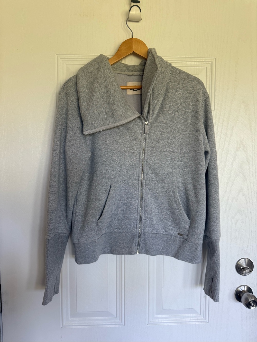 2 for $20 sale: Ugg gray asymmetrical full-zip jacket folded cowl neck collar